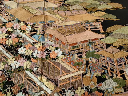 平和屋着物●豪華黒留袖　作家物　総刺繍　平安人物風景花文　金糸　正絹　逸品　CABM9307ut