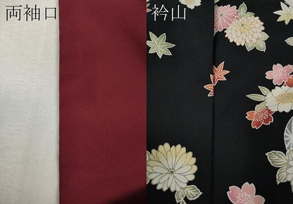 平和屋着物●小紋　花鞠文　黒地　洗える着物　CABM9310ut