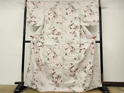 平和屋着物●小紋　草花文　洗える着物　未使用　CABM9311ut