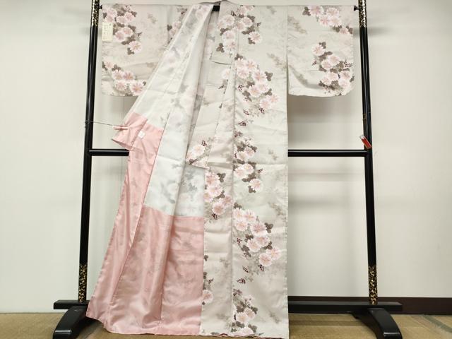 平和屋着物●小紋　草花文　洗える着物　未使用　CABM9311ut