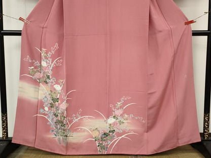平和屋着物●訪問着　友禅　作家物　草花文　暈し染め　正絹　逸品　CABM9314ut