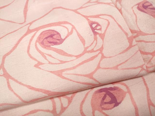 平和屋着物●上質な小紋　紬地　薔薇　ろうけつ染め　正絹　逸品　CABM9315ut