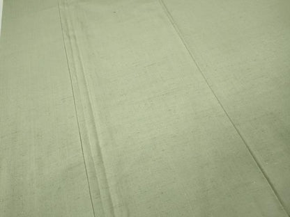 平和屋着物●結城紬　色無地　山葵色　ロング丈　正絹　逸品　CABM9317ut