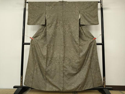 平和屋着物●上質な小紋　紬地　七宝花文　正絹　逸品　CABM9318ut
