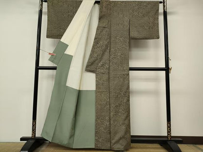 平和屋着物●上質な小紋　紬地　七宝花文　正絹　逸品　CABM9318ut