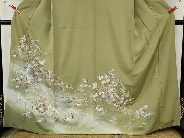 平和屋着物●訪問着　風景草花文　暈し染め　金彩　正絹　逸品　CABM9319ut