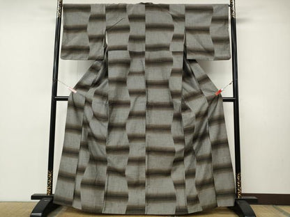 平和屋着物●上質な紬　横段霞文　正絹　逸品　CABM9320ut