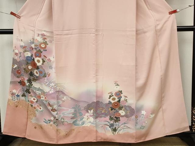 平和屋着物●訪問着　鴛鴦花文　暈し染め　金銀彩　正絹　逸品　未使用　CABM9321ut