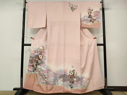 平和屋着物●訪問着　鴛鴦花文　暈し染め　金銀彩　正絹　逸品　未使用　CABM9321ut