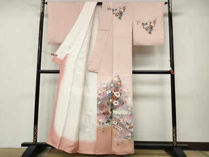 平和屋着物●訪問着　鴛鴦花文　暈し染め　金銀彩　正絹　逸品　未使用　CABM9321ut