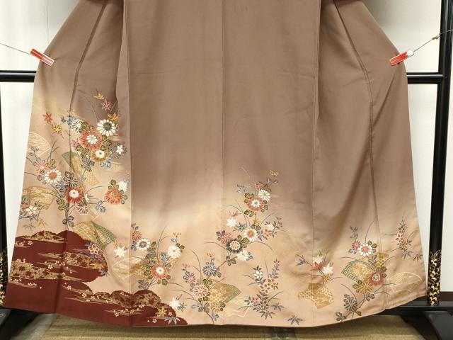 平和屋着物●訪問着　地紙草花文　暈し染め　金彩　正絹　逸品　CABM9322ut