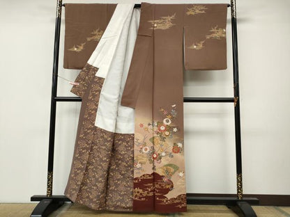 平和屋着物●訪問着　地紙草花文　暈し染め　金彩　正絹　逸品　CABM9322ut