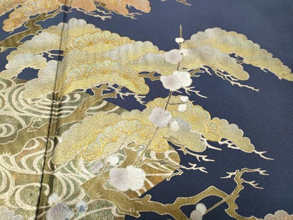 平和屋着物●豪華色留袖　流水松文　金彩　正絹　逸品　CABM9324ut