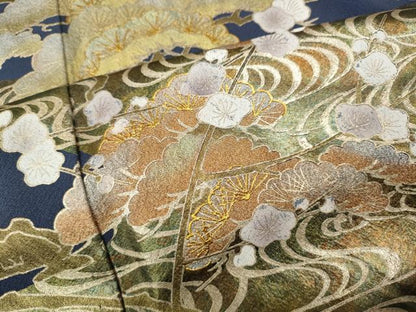 平和屋着物●豪華色留袖　流水松文　金彩　正絹　逸品　CABM9324ut