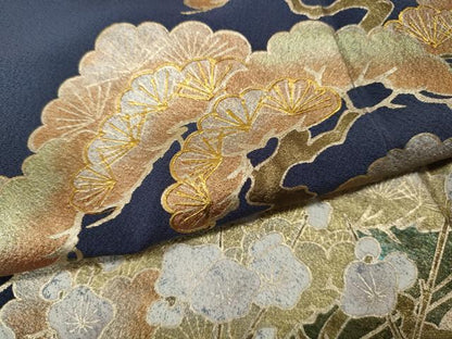 平和屋着物●豪華色留袖　流水松文　金彩　正絹　逸品　CABM9324ut