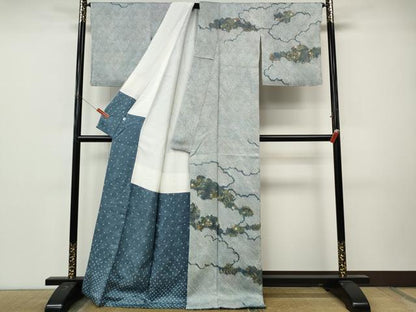 平和屋着物●訪問着　総絞り　雲重ね草花文　金彩　正絹　逸品　CABM9326ut