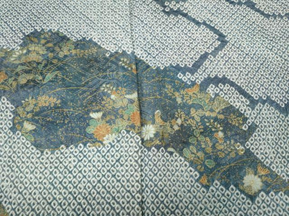 平和屋着物●訪問着　総絞り　雲重ね草花文　金彩　正絹　逸品　CABM9326ut