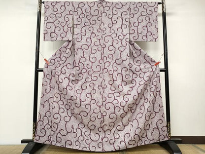 平和屋着物●上質な小紋　総絞り　唐草文　正絹　逸品　CABM9327ut