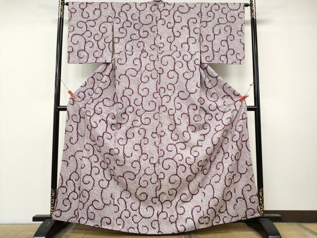 平和屋着物●上質な小紋　総絞り　唐草文　正絹　逸品　CABM9327ut
