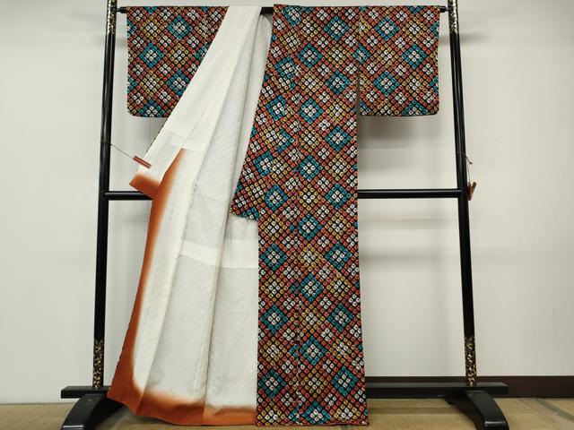 平和屋着物●上質な小紋　総絞り　蜘蛛絞り　正絹　逸品　CABM9329ut
