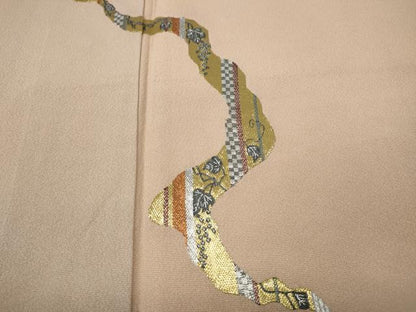 平和屋着物●色留訪問着　作家物　総刺繍　蔦の葉吉祥文　金銀糸　正絹　逸品　CABM9330ut