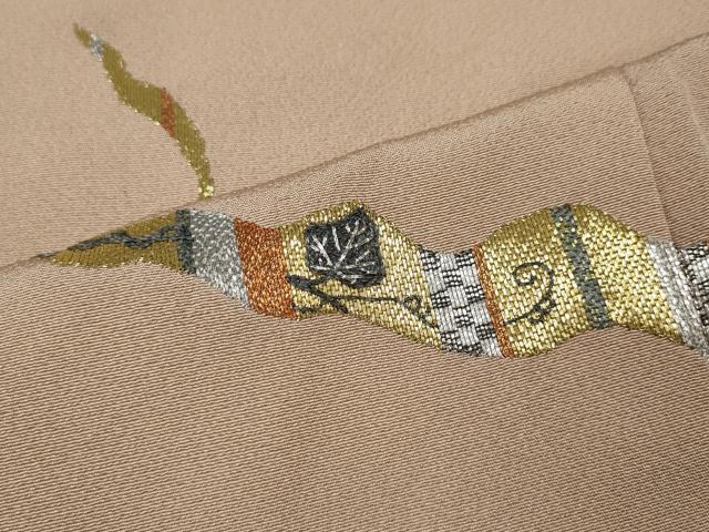 平和屋着物●色留訪問着　作家物　総刺繍　蔦の葉吉祥文　金銀糸　正絹　逸品　CABM9330ut