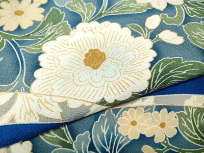 平和屋着物●訪問着　流水草花文　金彩　正絹　逸品　CABM9331ut