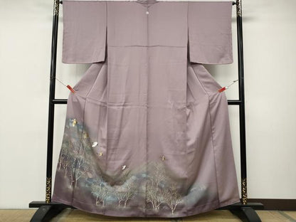 平和屋着物●訪問着　飛鶴草木文　正絹　逸品　CABM9335ut