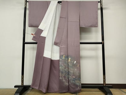 平和屋着物●訪問着　飛鶴草木文　正絹　逸品　CABM9335ut