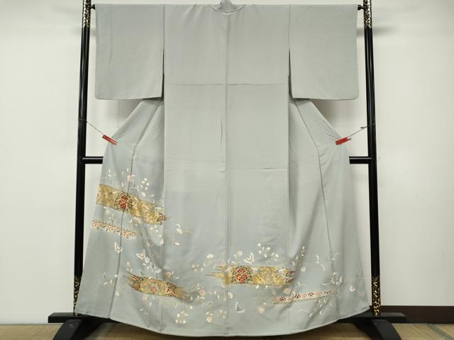 平和屋着物●豪華色留袖　駒刺繍　花鳥蝶文　金彩　正絹　逸品　CABM9337ut