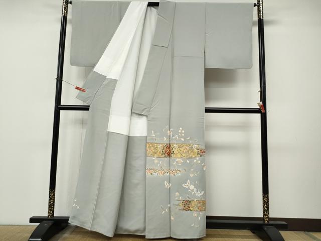 平和屋着物●豪華色留袖　駒刺繍　花鳥蝶文　金彩　正絹　逸品　CABM9337ut