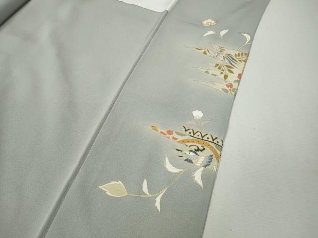 平和屋着物●豪華色留袖　駒刺繍　花鳥蝶文　金彩　正絹　逸品　CABM9337ut