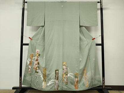 平和屋着物●豪華色留袖　作家物　駒刺繍　短冊重ね飛鶴花文　暈し染め　正絹　逸品　CABM9338ut