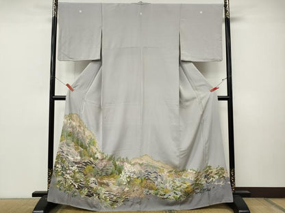 平和屋着物●豪華色留袖　友禅　風景草木文　暈し染め　正絹　逸品　CABM9339ut