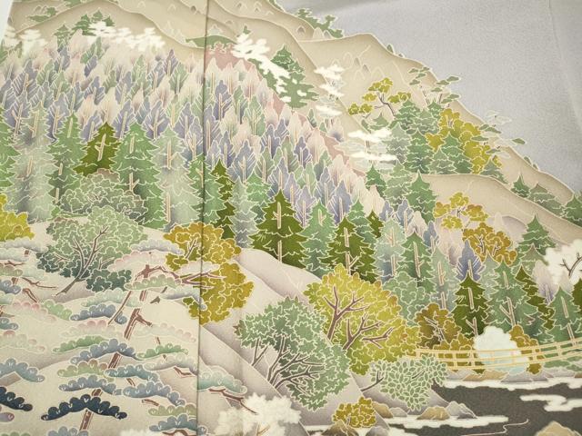 平和屋着物●豪華色留袖　友禅　風景草木文　暈し染め　正絹　逸品　CABM9339ut