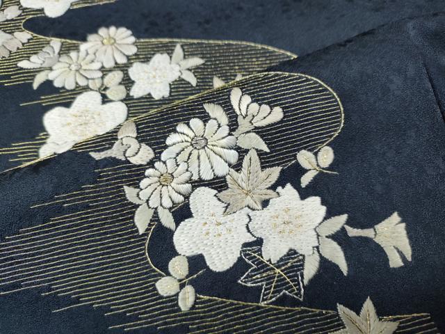 平和屋着物●訪問着　総刺繍　流水舞花文　金糸　ますいわ屋扱い　正絹　逸品　CABM9344ut