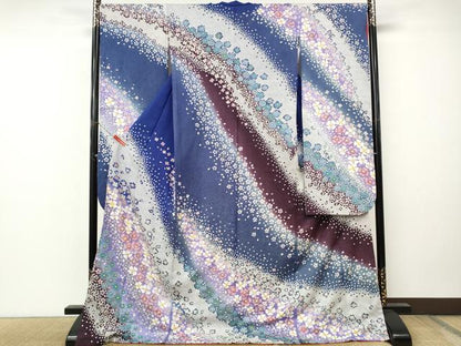 平和屋着物●豪華振袖　舞桜文　暈し染め　金通し地　正絹　逸品　CABM9353ut