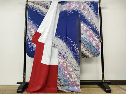 平和屋着物●豪華振袖　舞桜文　暈し染め　金通し地　正絹　逸品　CABM9353ut
