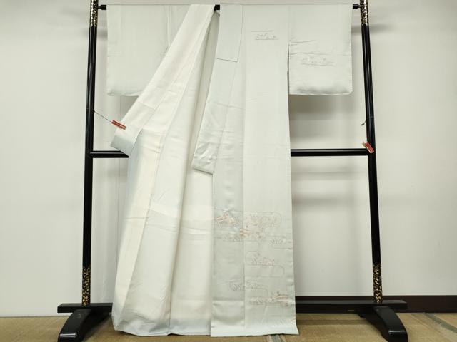 平和屋着物●訪問着　総刺繍　エ霞草花文　正絹　逸品　未使用　CABM9356ut