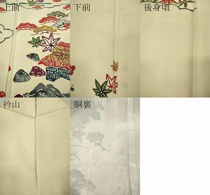 平和屋着物●訪問着　駒刺繍　型染め　風景渡橋花文　正絹　逸品　CABM9360ut