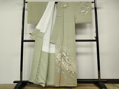 平和屋着物●訪問着　友禅　枝花文　暈し染め　正絹　逸品　CABM9362ut