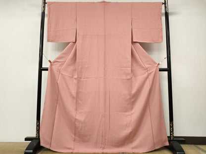 平和屋着物●上質な色無地　霞地紋　薄紅色　正絹　逸品　CABM9367ut