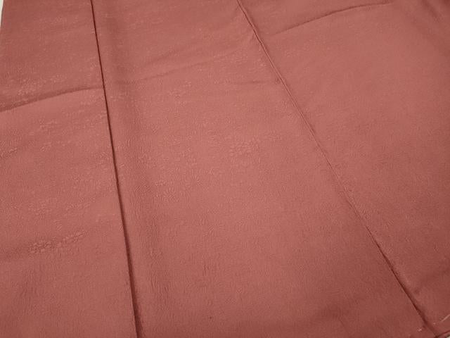 平和屋着物●上質な色無地　草花地紋　甚三紅色　正絹　逸品　未使用　CABM9370ut