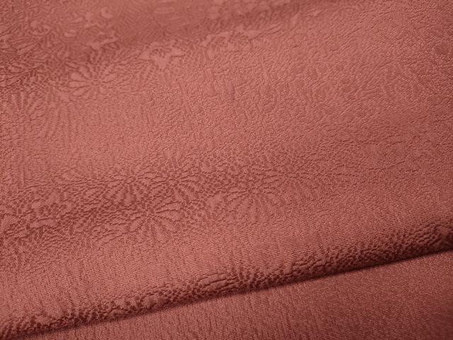 平和屋着物●上質な色無地　草花地紋　甚三紅色　正絹　逸品　未使用　CABM9370ut