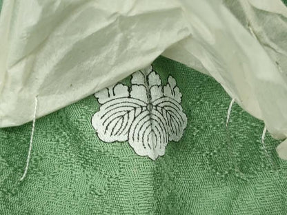 平和屋着物●上質な色無地　舞花地紋　若緑色　正絹　逸品　未使用　CABM9372ut