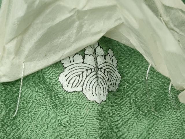 平和屋着物●上質な色無地　舞花地紋　若緑色　正絹　逸品　未使用　CABM9372ut