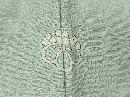 平和屋着物●上質な色無地　草花地紋　白緑色　正絹　逸品　CABM9374ut