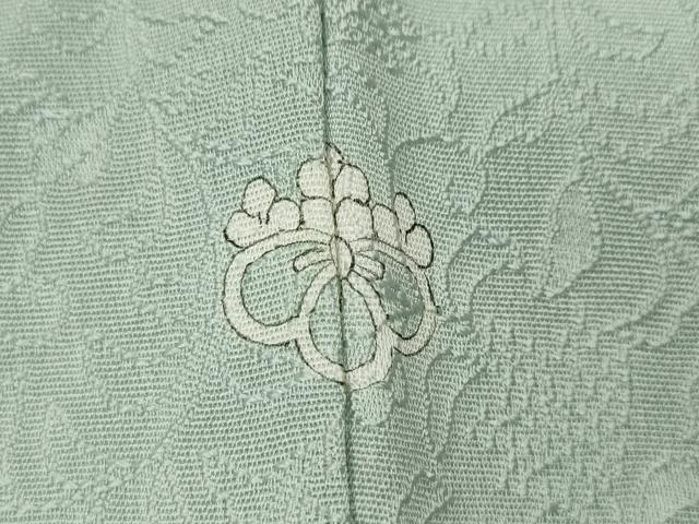 平和屋着物●上質な色無地　草花地紋　白緑色　正絹　逸品　CABM9374ut