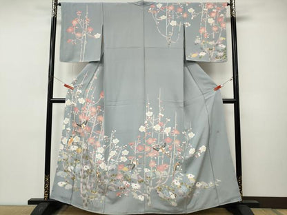 平和屋着物●訪問着　絵夢工房　友禅　花鳥文　正絹　逸品　未使用　CABM9378ut
