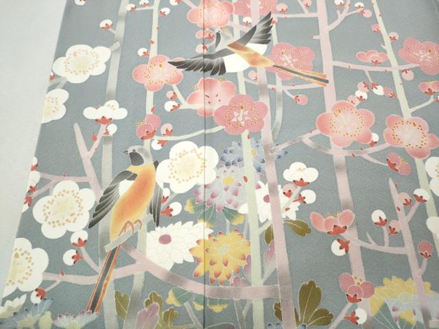 平和屋着物●訪問着　絵夢工房　友禅　花鳥文　正絹　逸品　未使用　CABM9378ut